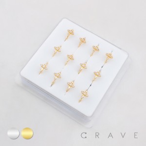 MULTI CZ CROSS CRUCIFIX  316L SURGICAL STEEL NOSE HOOP BOX